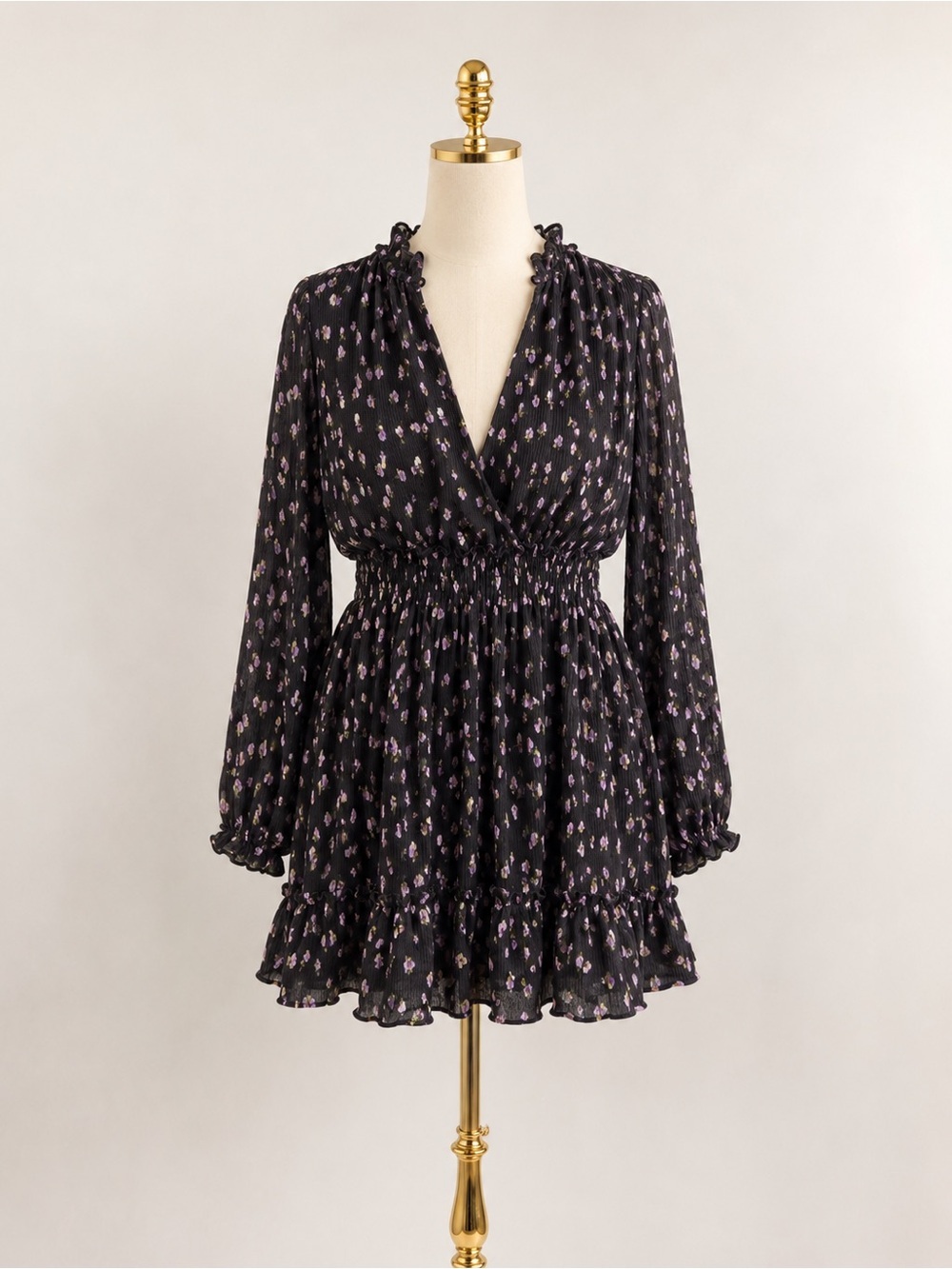 Zara Black Tunic with Purple Floral Print